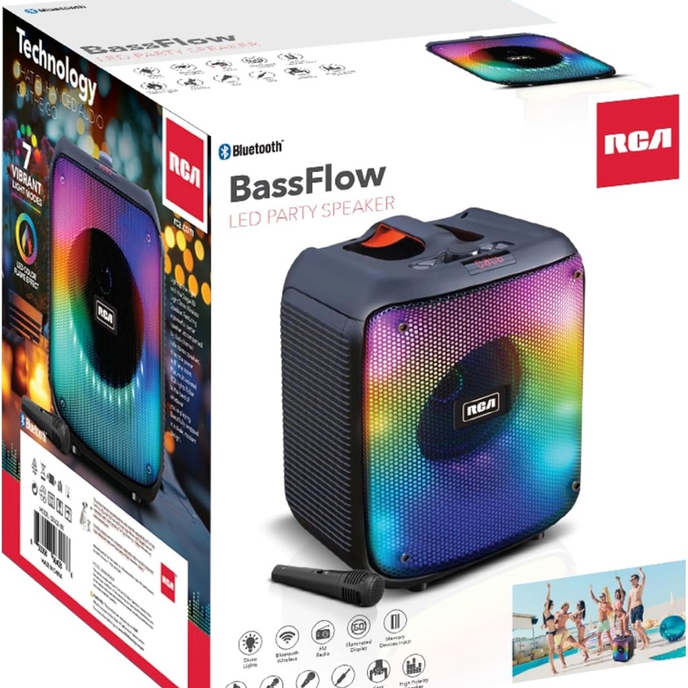 RCA BassFlow Bluetooth LED Speaker - Multicolor